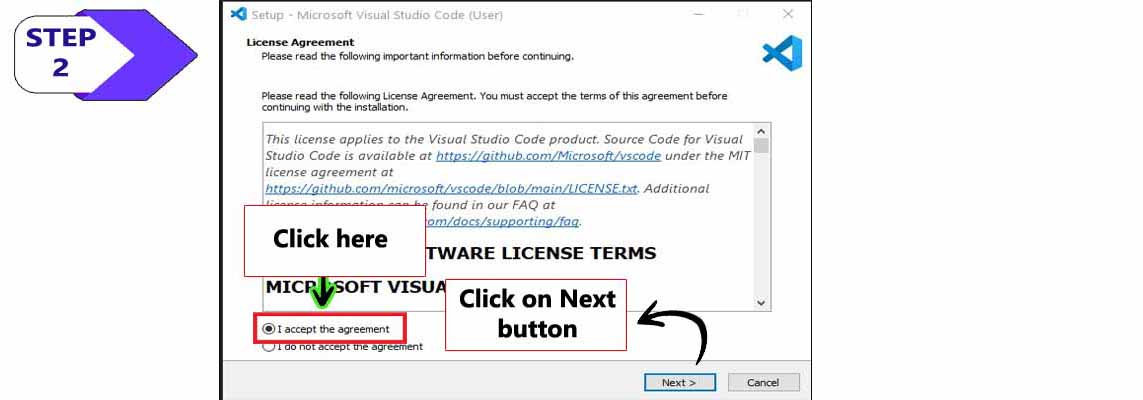 Visual Studio Code install step 2 myschoolhouse.in