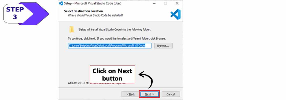 Visual Studio Code install step 3 myschoolhouse.in